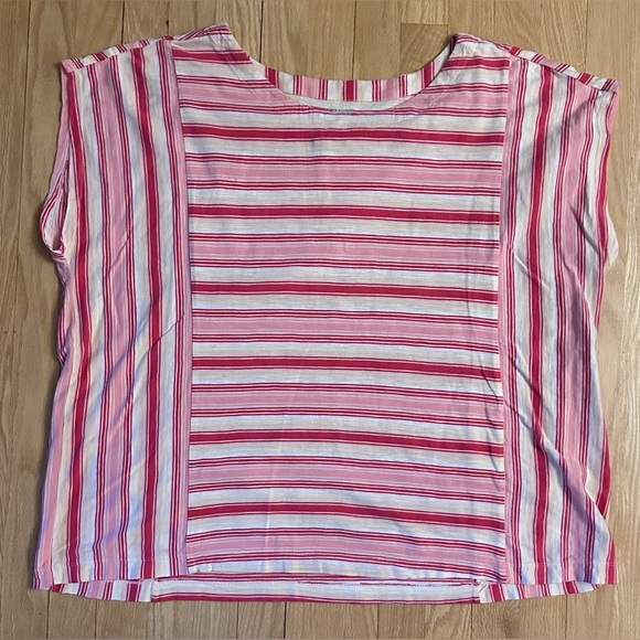 Lands' End Tops - Lands’ End Women’s Pink White Striped Pullover Sleeveless Top, Size 2X (20W-22W)